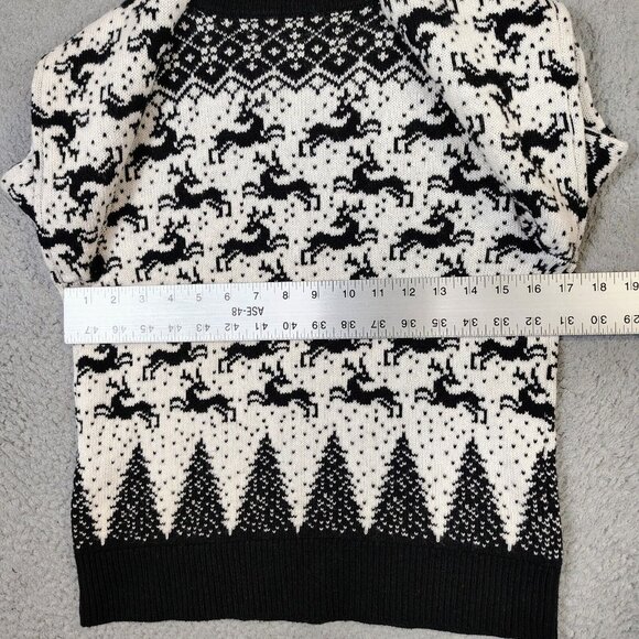 Loft Sweater Women XS Ivory Reindeer Wool Blend 1/4 Zip Balloon Sleeve Christmas - Picture 12 of 13